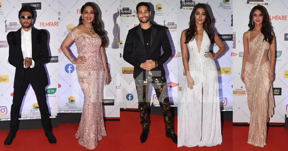 Madhuri Dixit Nene, Ranveer Singh, Siddhant Chaturvedi at the 65th Amazon Filmfare Awards