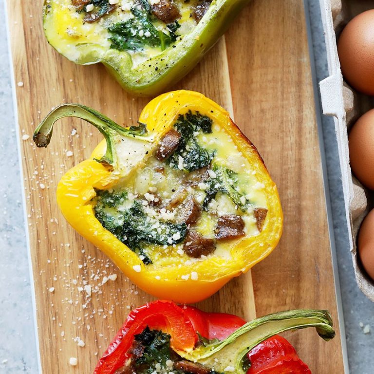 Cheesy Breakfast Sausage Stuffed Peppers (Wholesome!)- Fit Foodie Finds