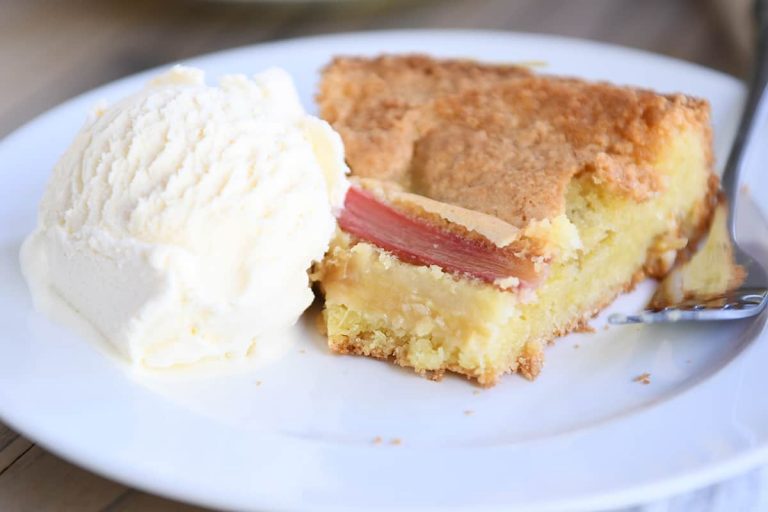 Rhubarb Custard Cake Recipe | Mel’s Kitchen Cafe