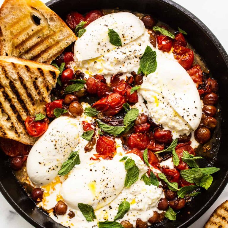 Bursting Cherry Tomatoes and Burrata Appetizer