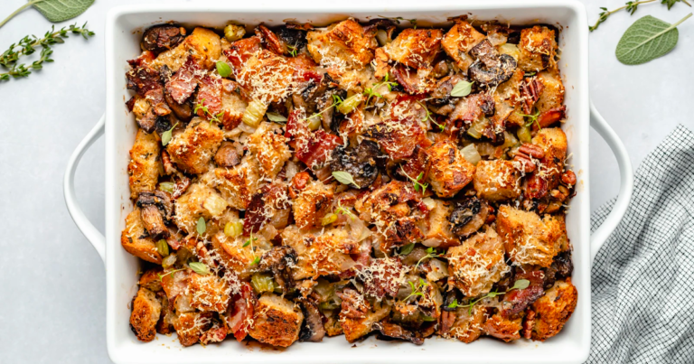 Parmesan Bacon Sourdough Mushroom Stuffing