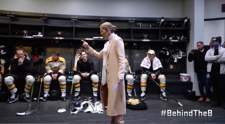 Boston Bruins Invite Céline Dion To The Locker Room To Announce Starting Lineup