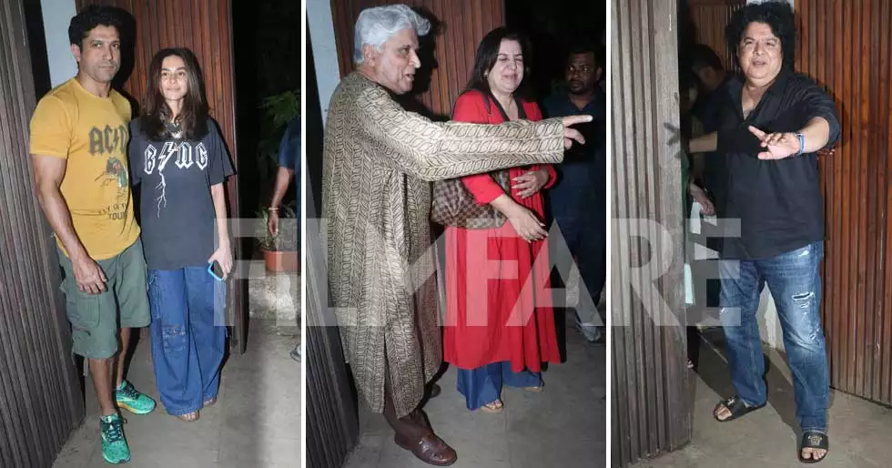 In Pics: Farah Khan, Javed Akhtar and others clicked at Farhan-Shibani’s residence