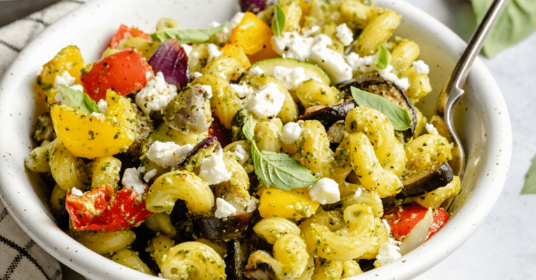 Roasted Vegetable Pasta with Cashew Pesto